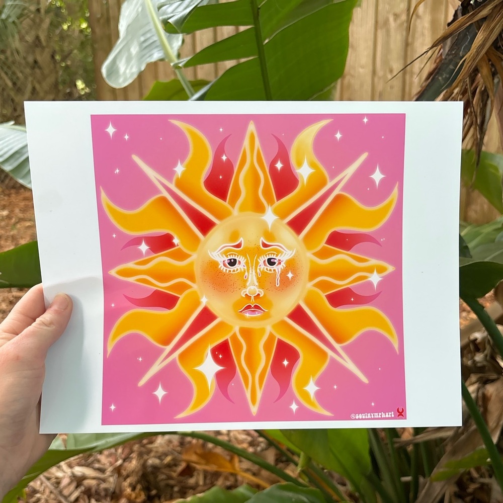 Celestial Sun Crying Sun Digital Art Print 8x8in